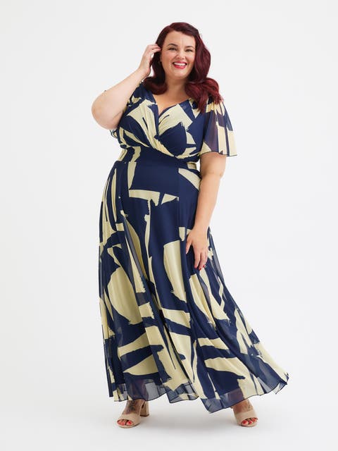 Isabelle Printed Angel Sleeve Dress