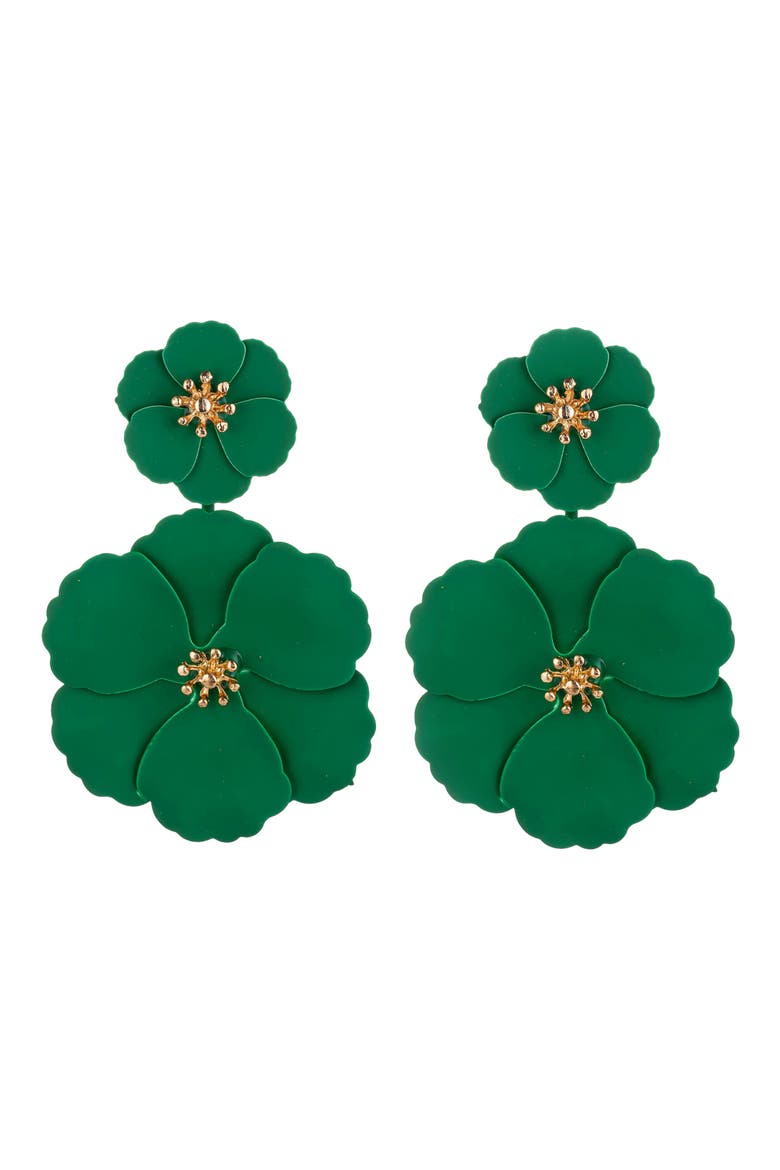 Kelly Floral Drop Earrings, Main, color, GREEN