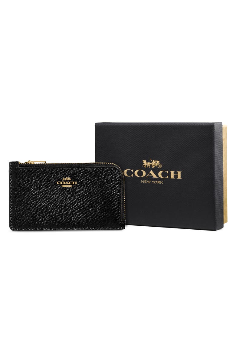 Small Leather Zip Card Case, Alternate, color, GD/ BLACK