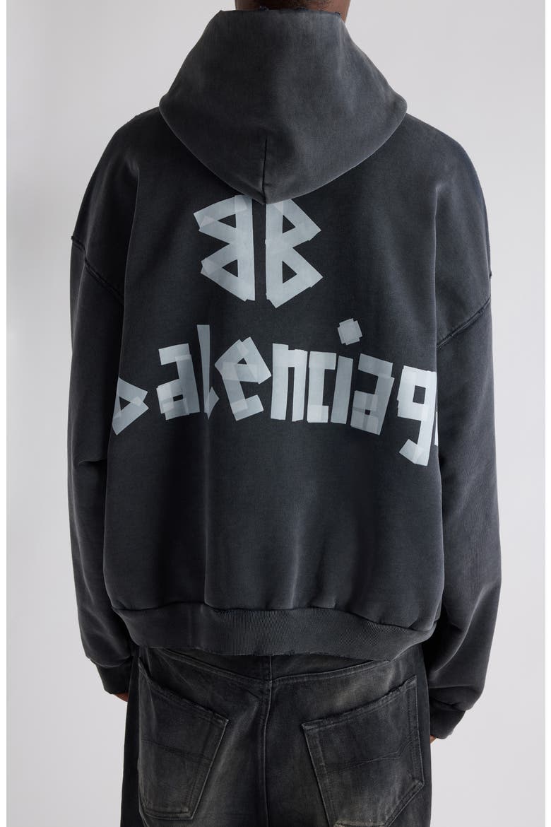 Balenciaga Tape Type Ripped Pocket Large Fit Fleece Hoodie (Men