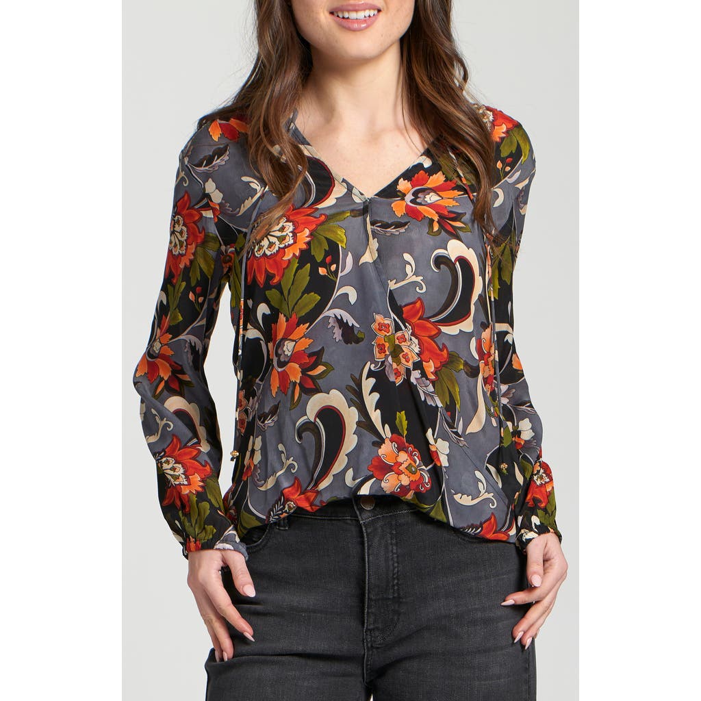 Apny Printed Top In Gray