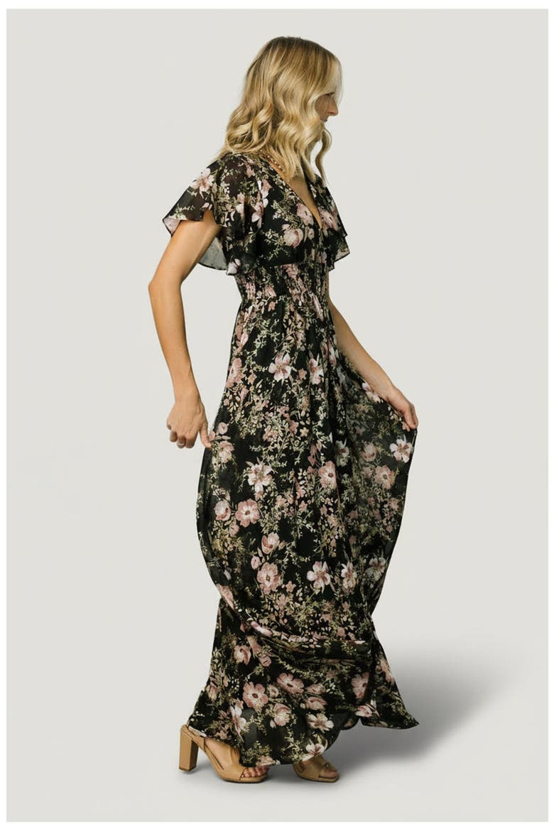 Lynlee Metallic Maxi Dress, Alternate, color, Black + Mauve