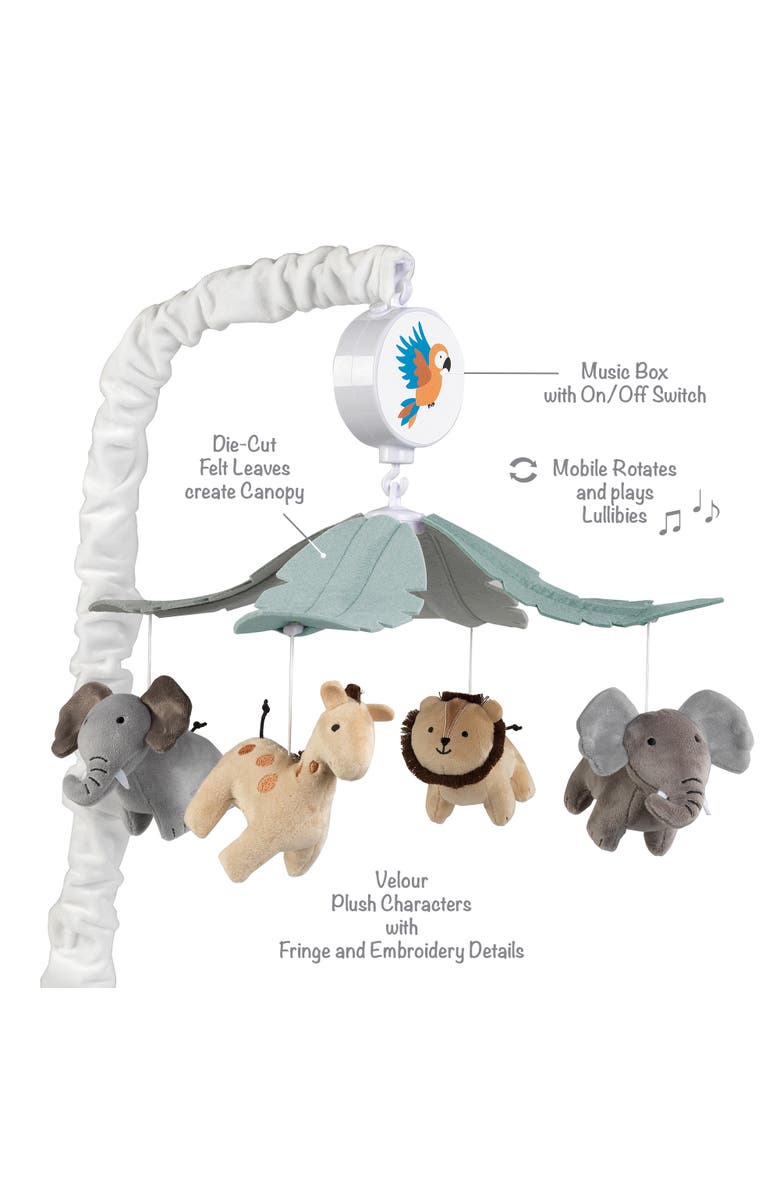 Lambs & Ivy Jungle Friends Musical Baby Crib Mobile Animals Soother Toy, Alternate, color, Multicolor