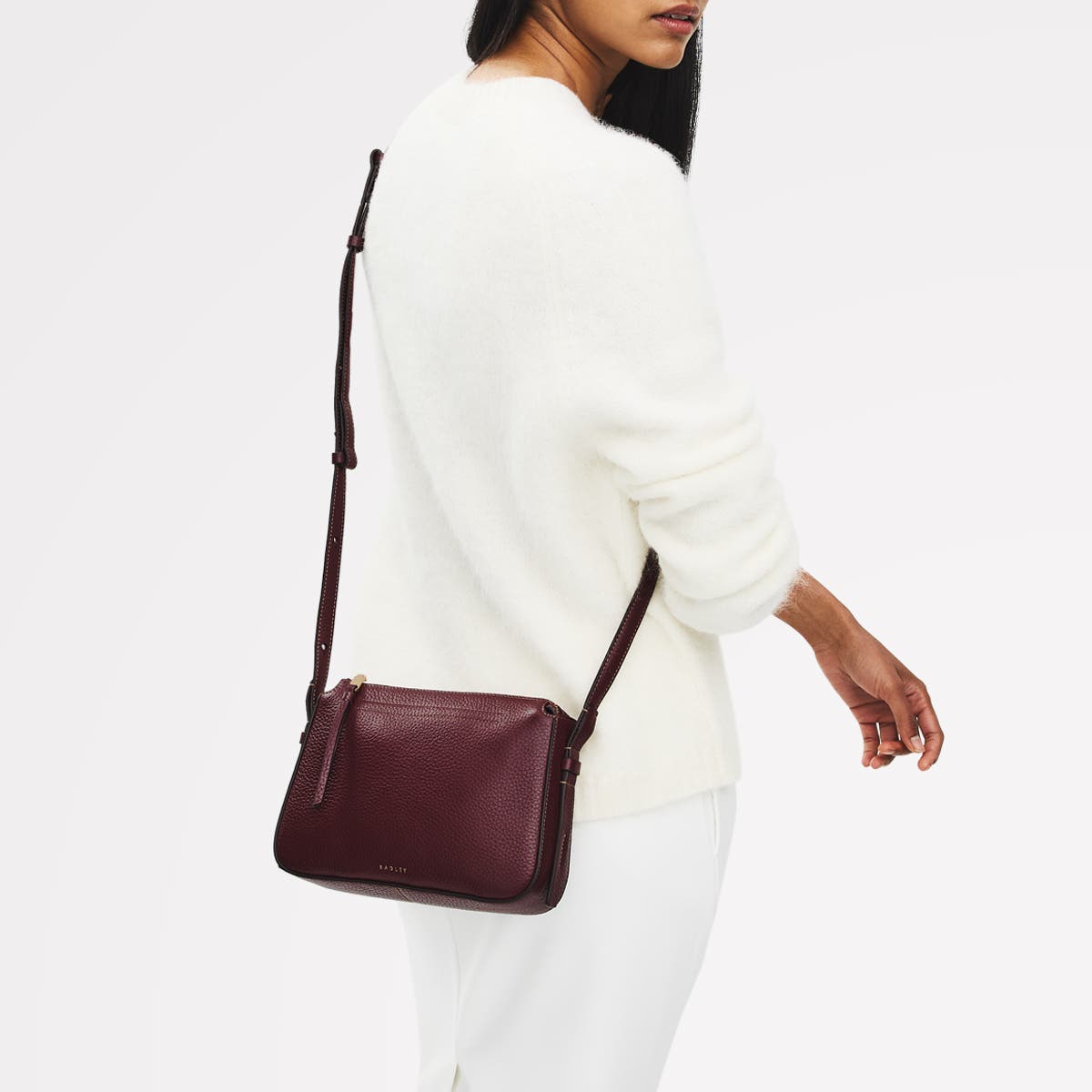 Oak Street Small Ziptop Crossbody Bag, Alternate, color, Dark Cherry