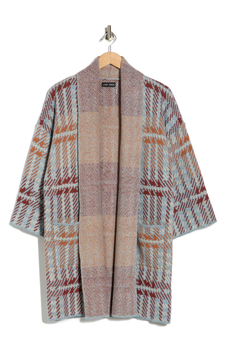Love Token Nina Cardigan, Alternate, color, Plaid