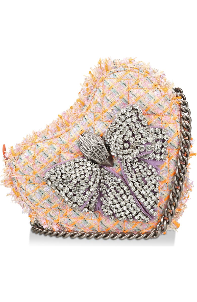 Kurt Geiger London Bow Heart Tweed Crossbody Bag, Main, color,