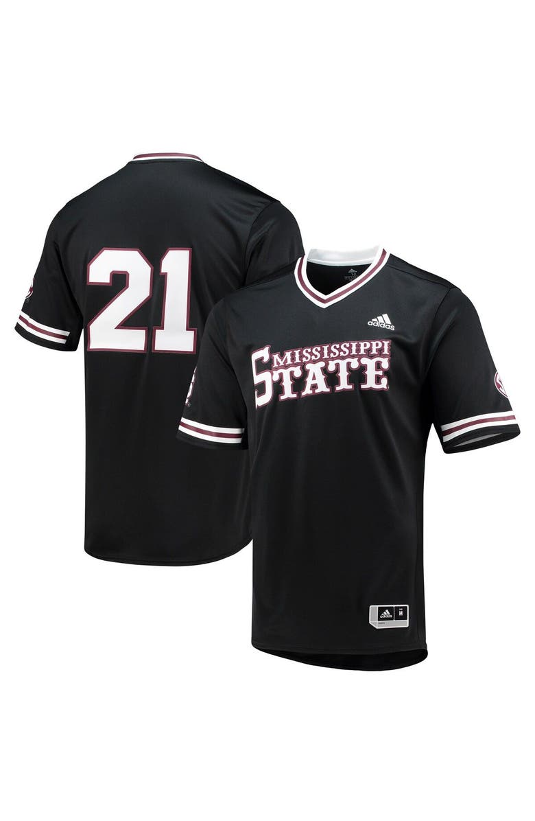 adidas Men's adidas Black Mississippi State Bulldogs Replica V-Neck Baseball Jersey, Alternate, color, Black