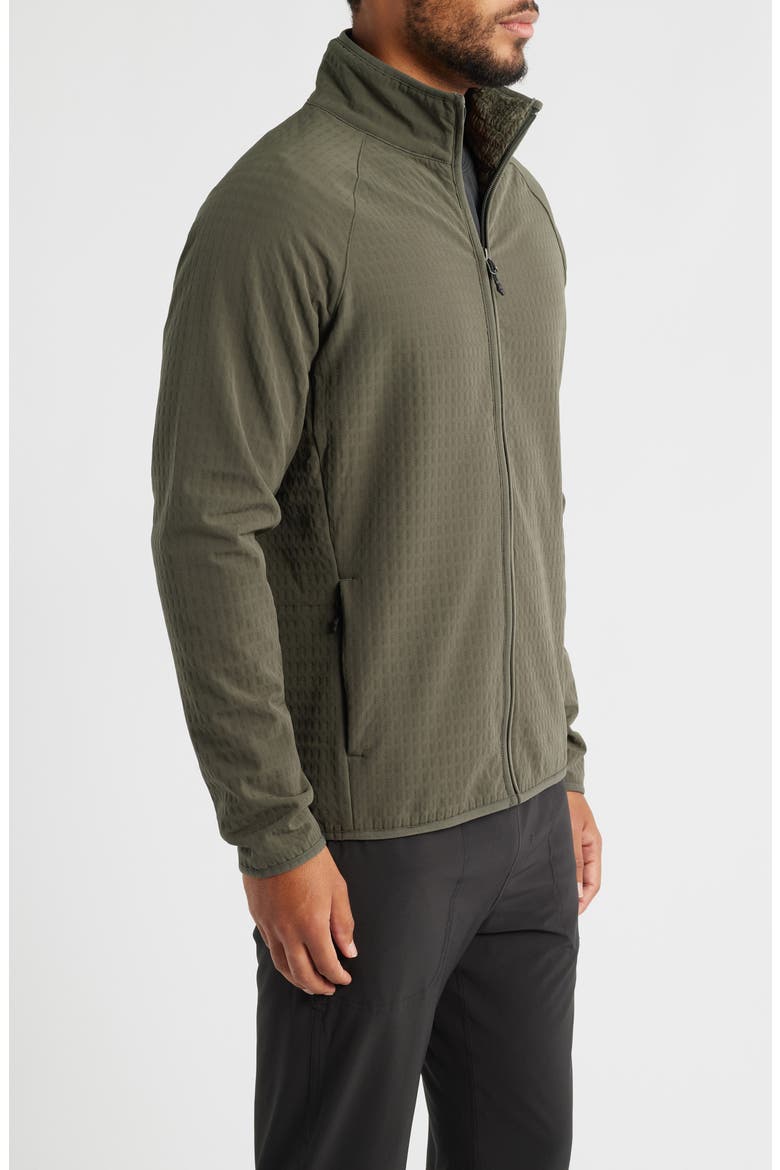 Bonded Grid Fleece Zip Jacket, Alternate, color, DARK FOREST