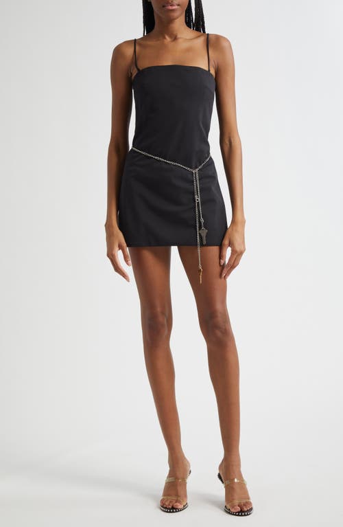 Alexander Wang Chain Belt Stretch Wool Blend Minidress In Black