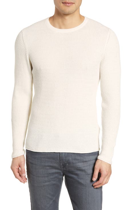 Men's white crew neck sweater best sale