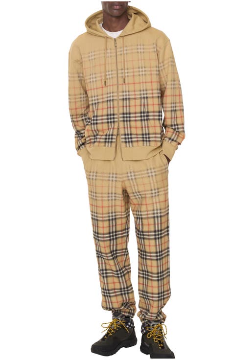 Gradient Check Cotton Jogging Pants