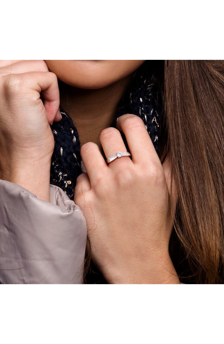 Julianna B. Created White Sapphire & Diamond Crossover Ring, Alternate, color, Sterling Silver