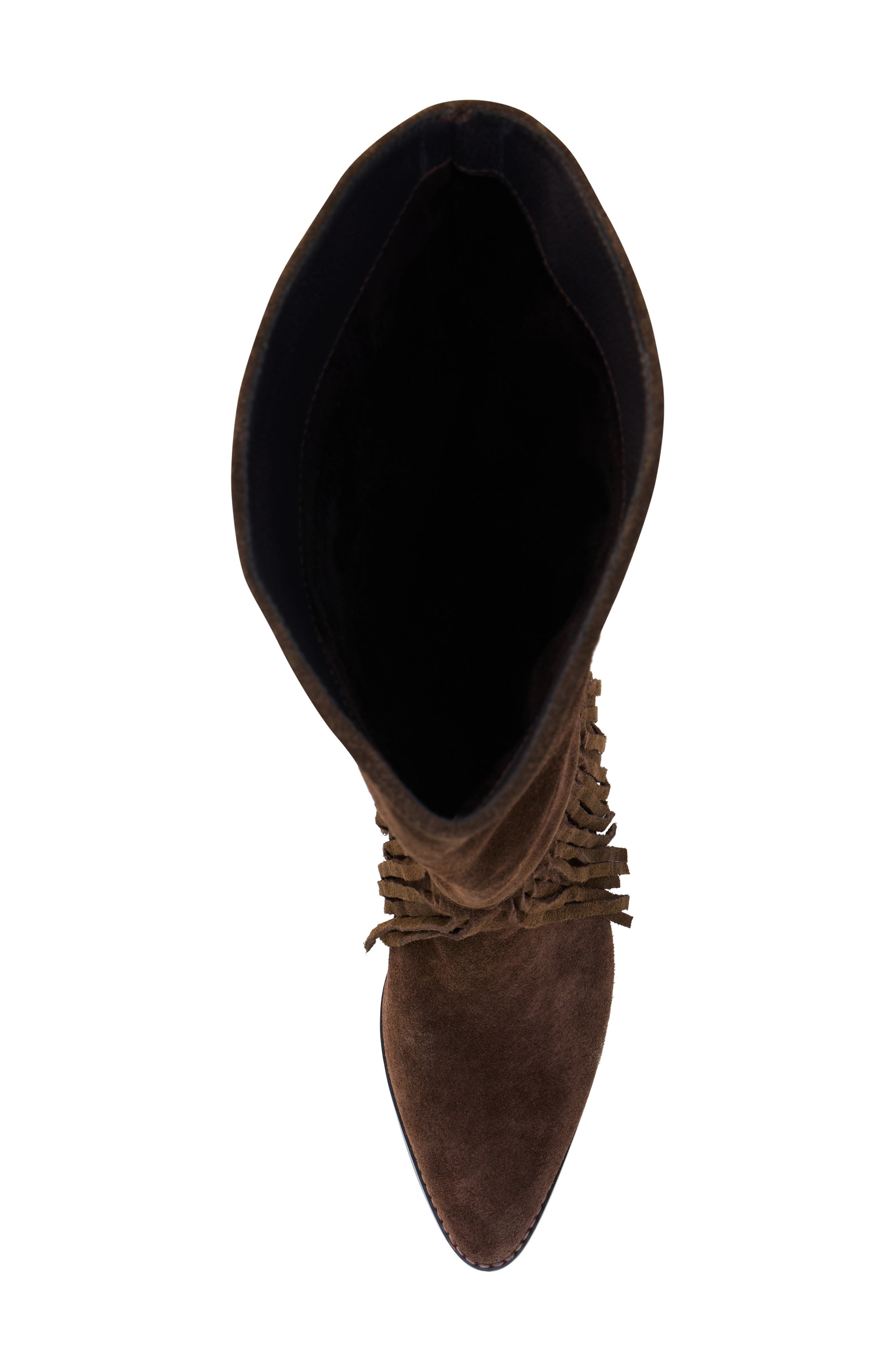 Tatum Fringe Pointed Toe Knee High Boot, Alternate, color, CHOCOLATE