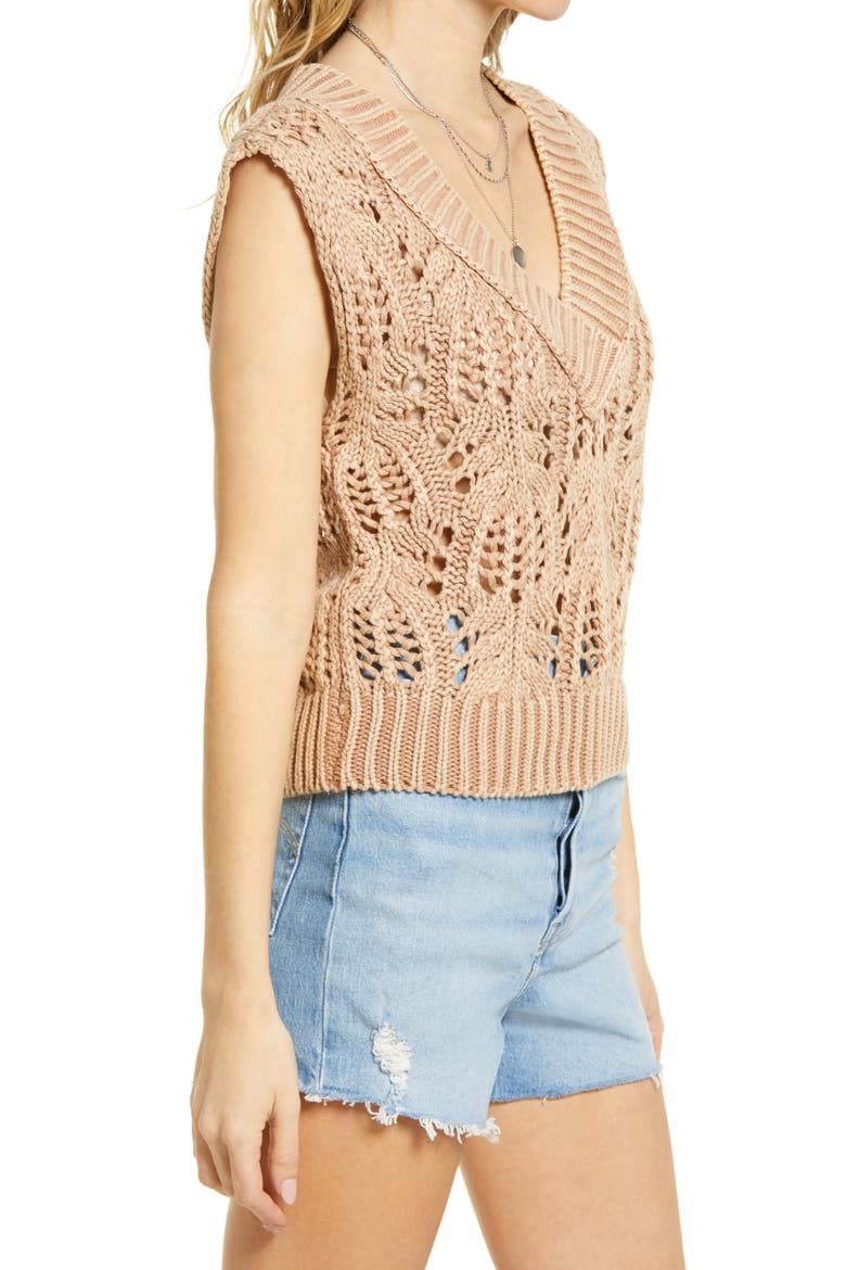 Orchid Pointelle Sweater Vest, Alternate, color, SOFT EARTH