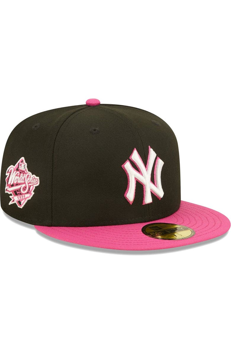 New Era Men's New Era Black/Pink New York Yankees 1999 World Series Champions Passion 59FIFTY Fitted Hat, Main, color,