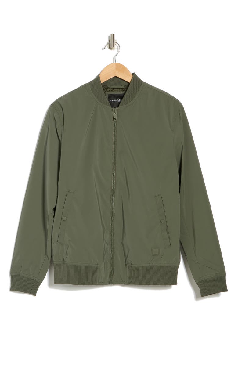 DENIM AND FLOWER Nylon Bomber Jacket, Alternate, color, Olive