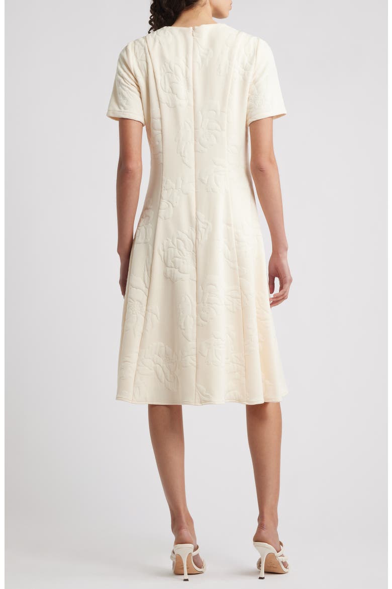 Floral Jacquard Fit & Flare Dress, Alternate, color, ECRU