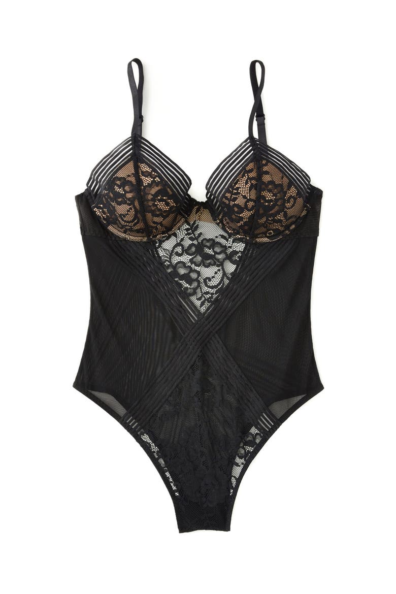 Scoria Bodysuit Lingerie, Alternate, color, Black