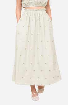 Blu Pepper Floral Embroidered Midi Skirt