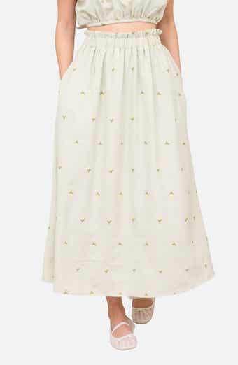 Blu Pepper Floral Embroidered Midi Skirt