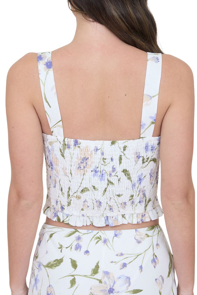 Floral Ruffle Hem Woven Top, Alternate, color, IVORY MULTI