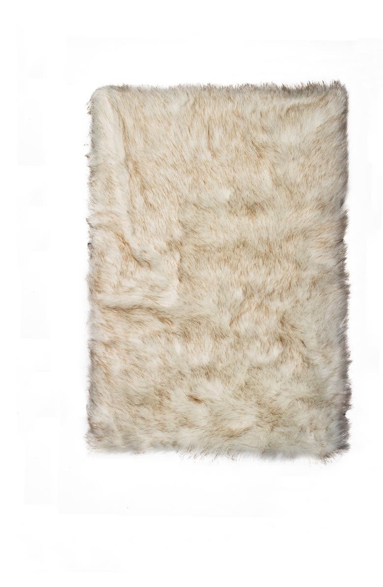 LUXE Faux Fur Hudson Rectangular Rug - 2ft x 3ft - Gradient Tan, Main, color,