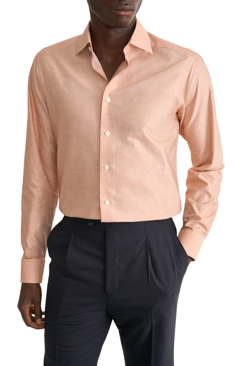 Slim Fit End-on-End Cotton Shirt, Main, color, MEDIUM ORANGE