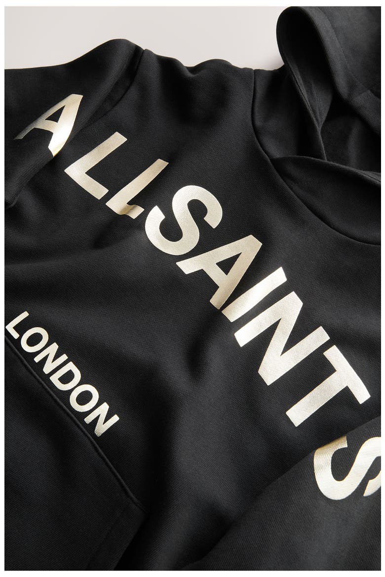 Kids' Metallic Graphic Oversize Hoodie, Alternate, color, BLACK