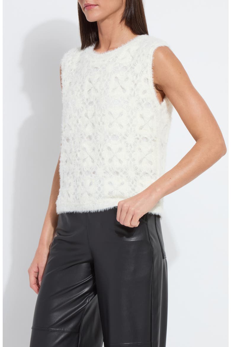 Camila Crochet Fuzzy Sleeveless Sweater, Alternate, color, SNOW WHITE