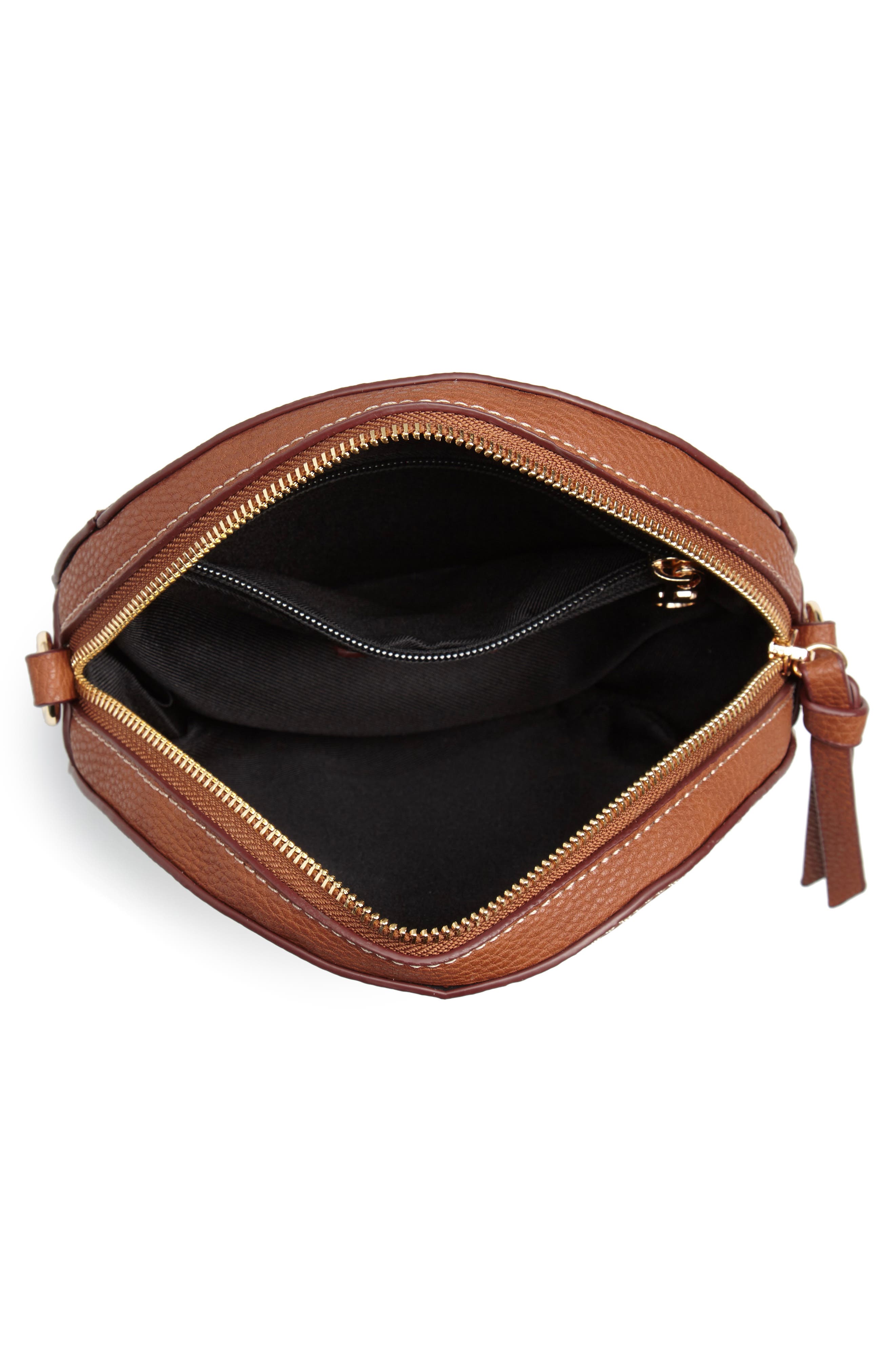 Cassie Faux Leather Circle Crossbody Bag, Alternate, color, TAN THRUSH