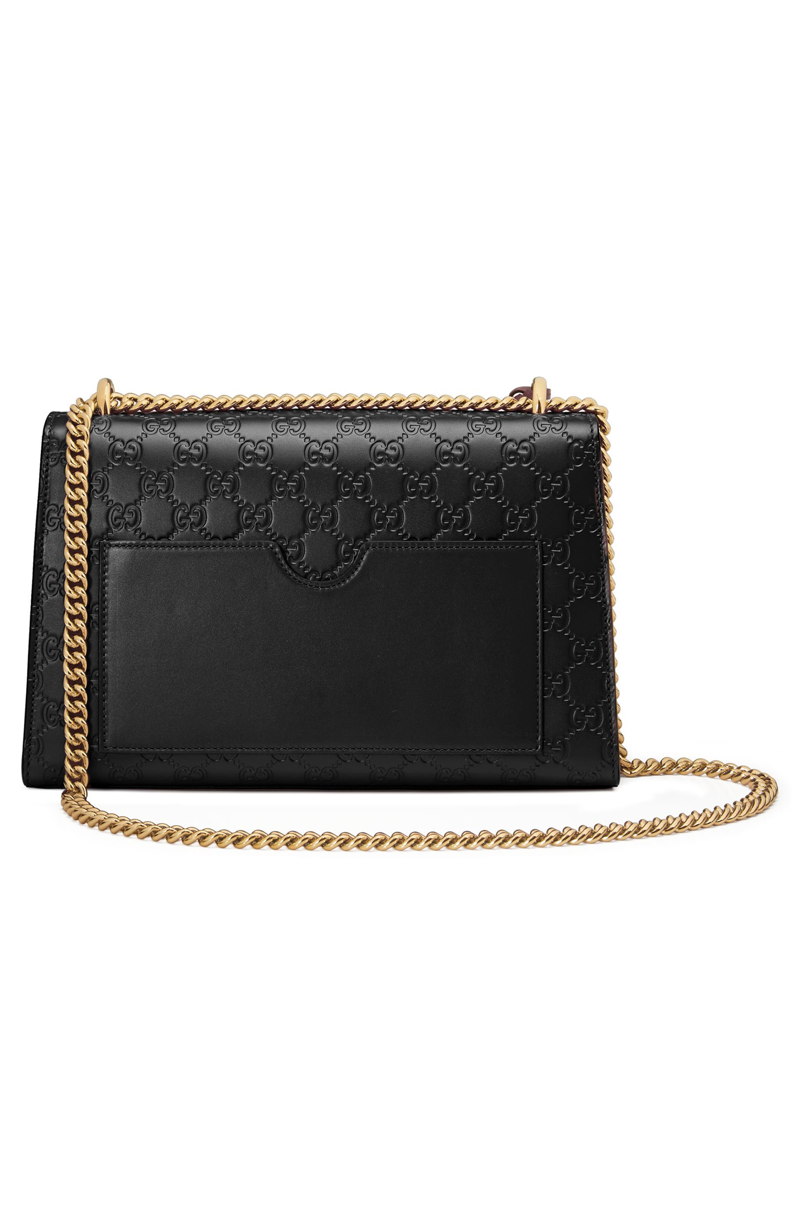 Medium Padlock Signature Leather Shoulder Bag, Alternate, color, NERO