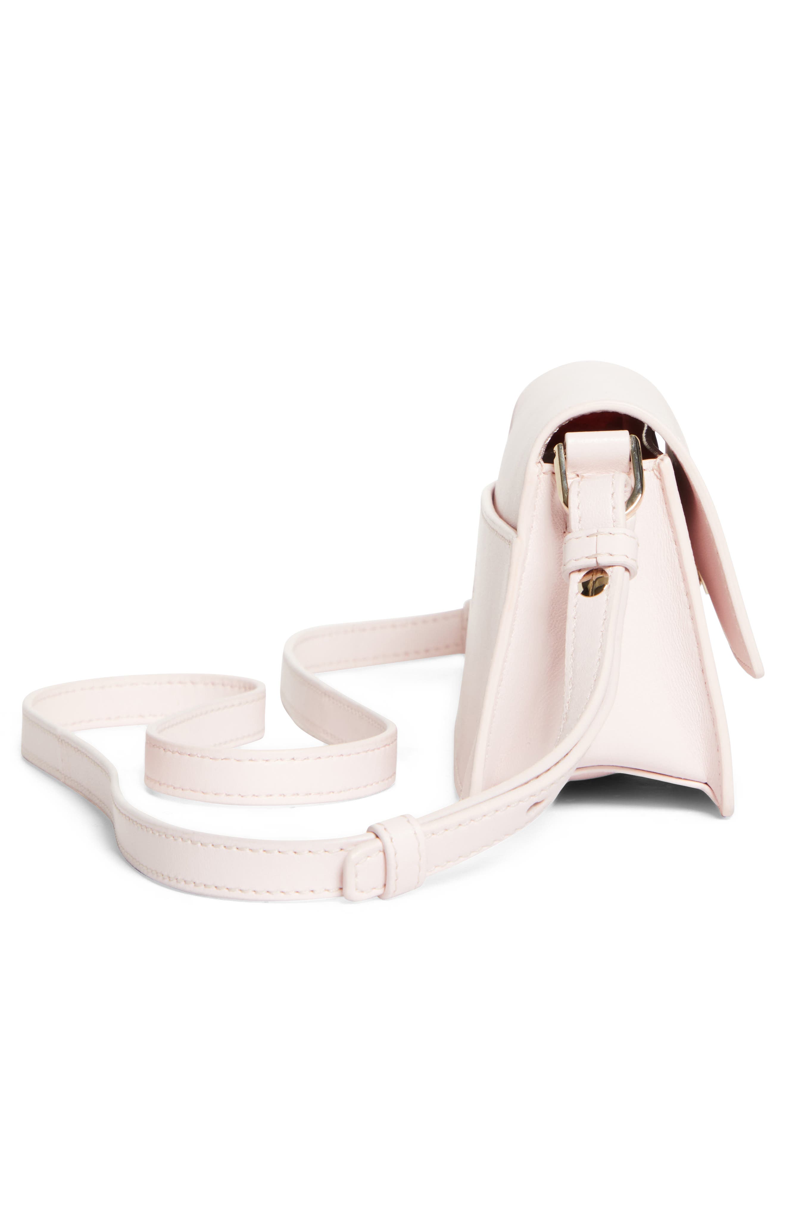 Mini Bettina Leather Crossbody Bag, Alternate, color, P648 POUPEE/ GOLD
