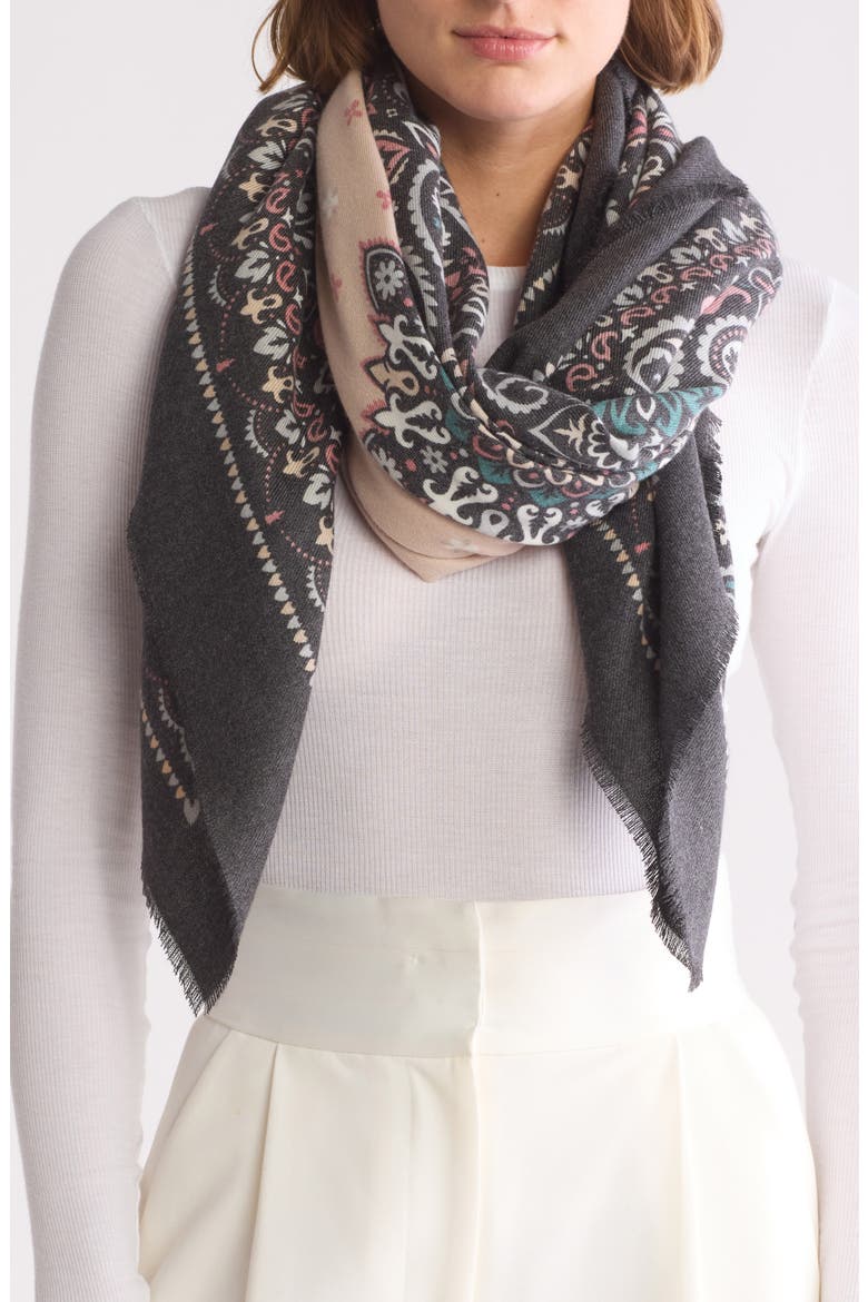 Supersoft Medallion Square Scarf, Main, color, BLACK