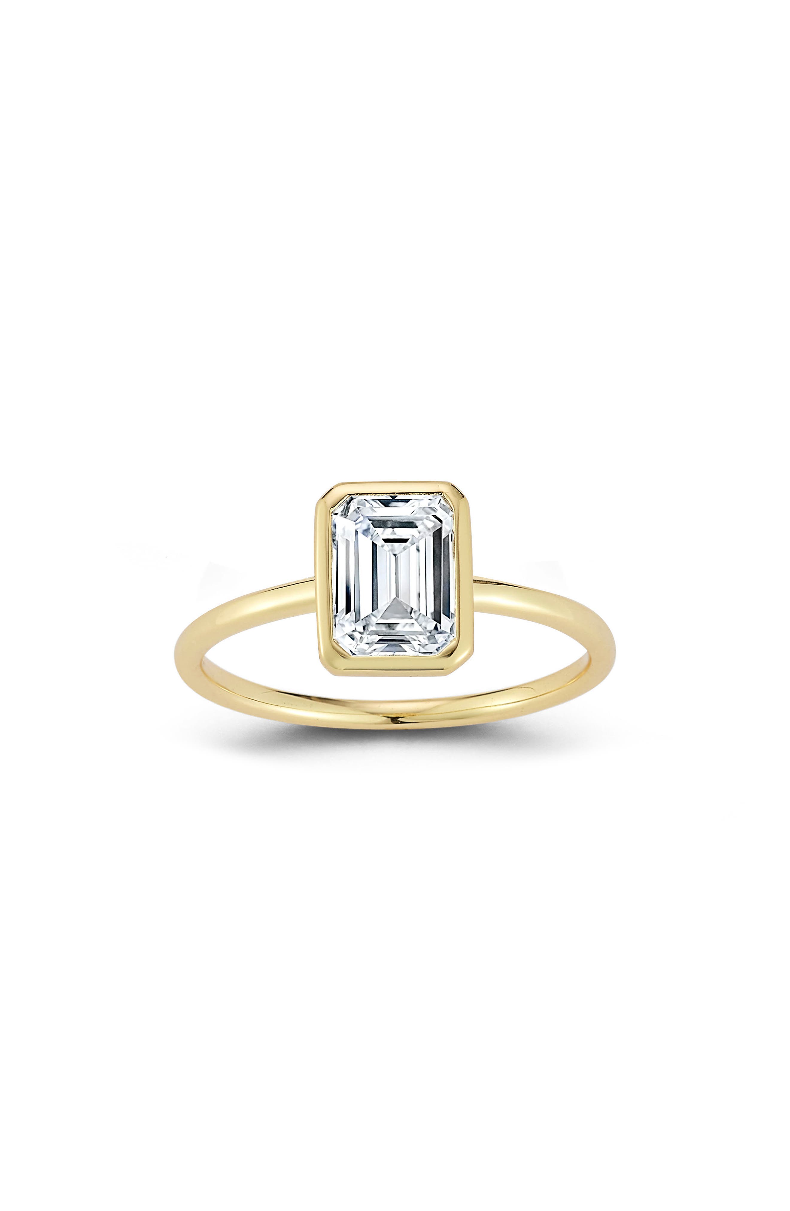 Emerald Cut Moissanite Solitaire Ring