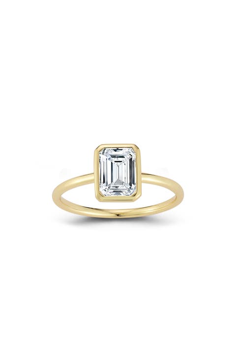Emerald Cut Moissanite Solitaire Ring