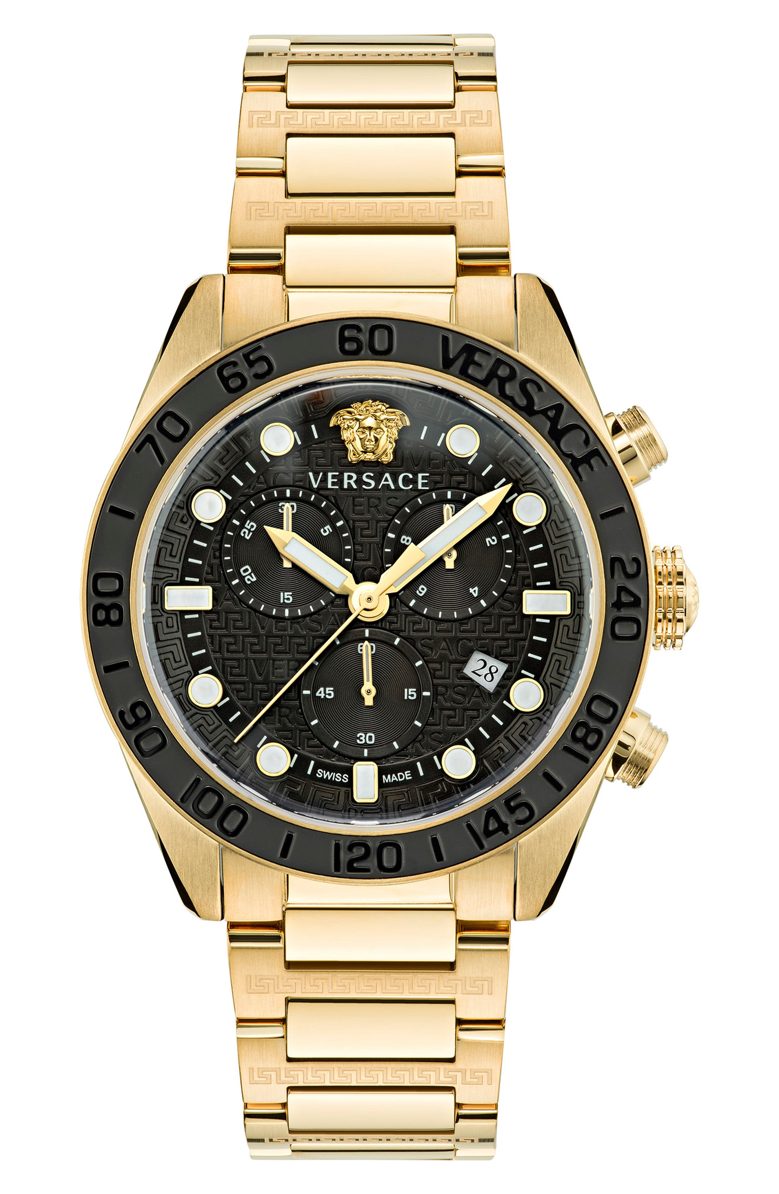 Versace Greca Dome Chronograph Bracelet Watch, 43mm