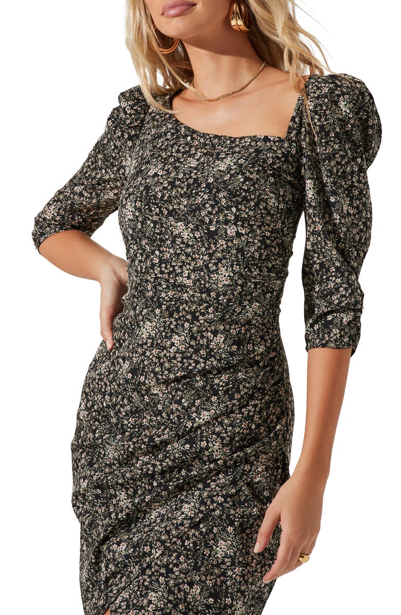 ASTR the Label Asymmetric Neck Puff Shoulder Dress, Alternate, color,