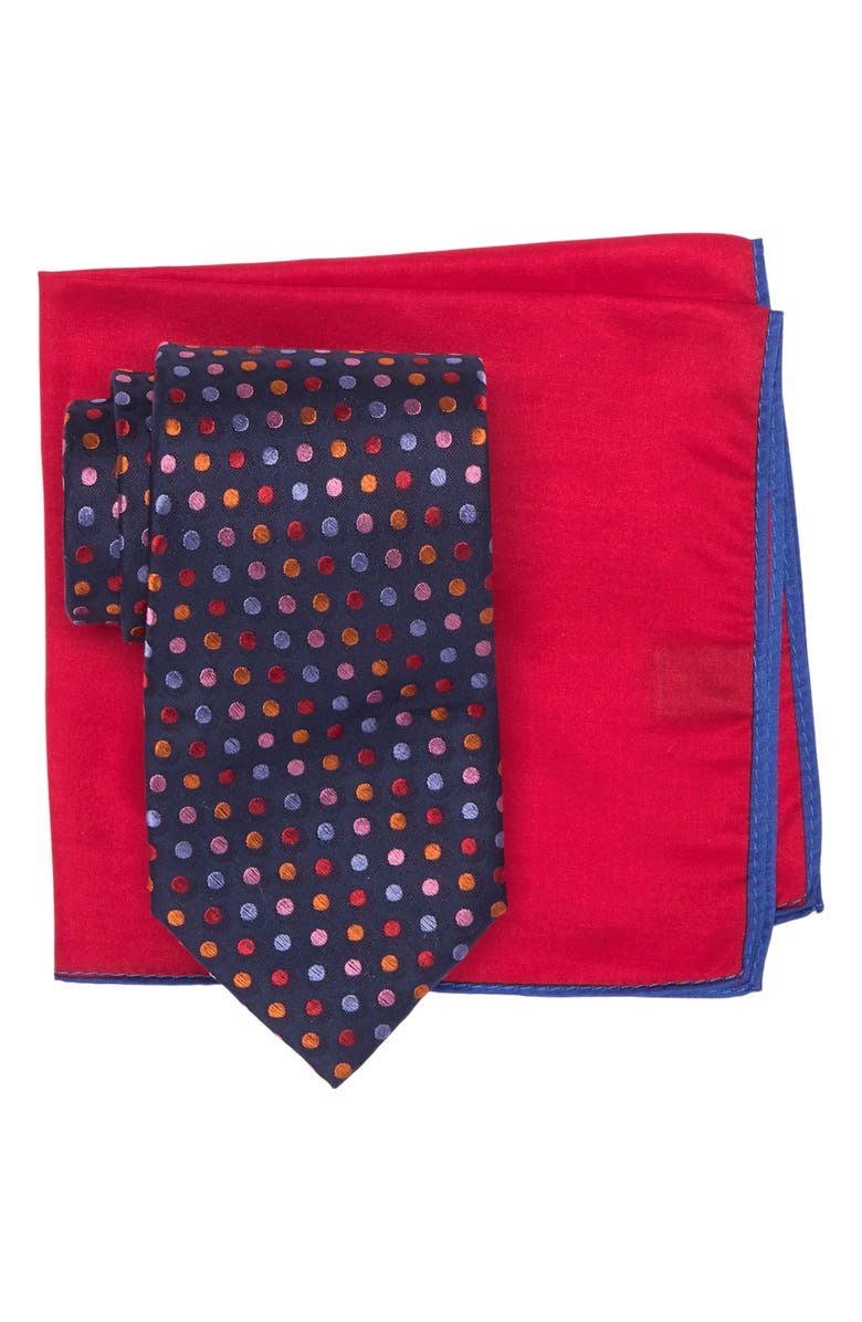 Ted Baker London Multi Colored Dot Tie & Pocket Square Set, Main, color,