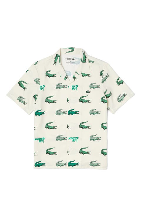 Print Short Sleeve Button-Up Shirt