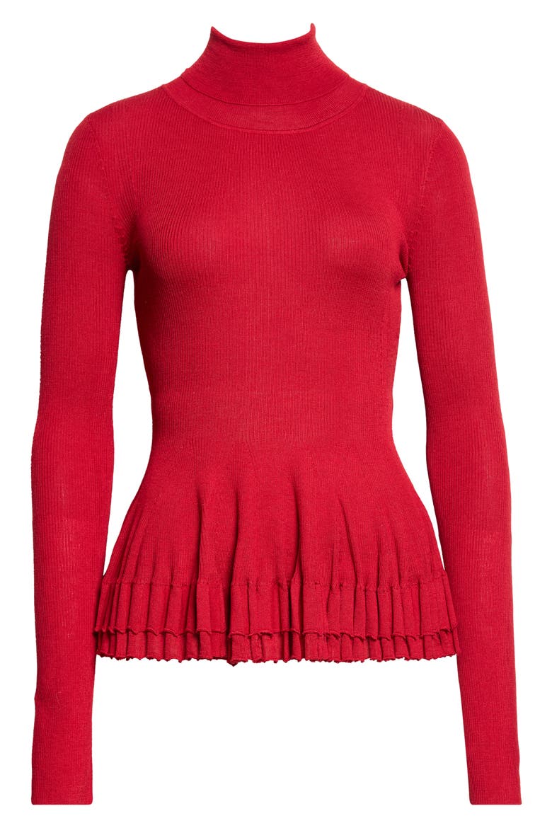 Merritt Merino Wool & Silk Turtleneck, Main, color, DARK RED