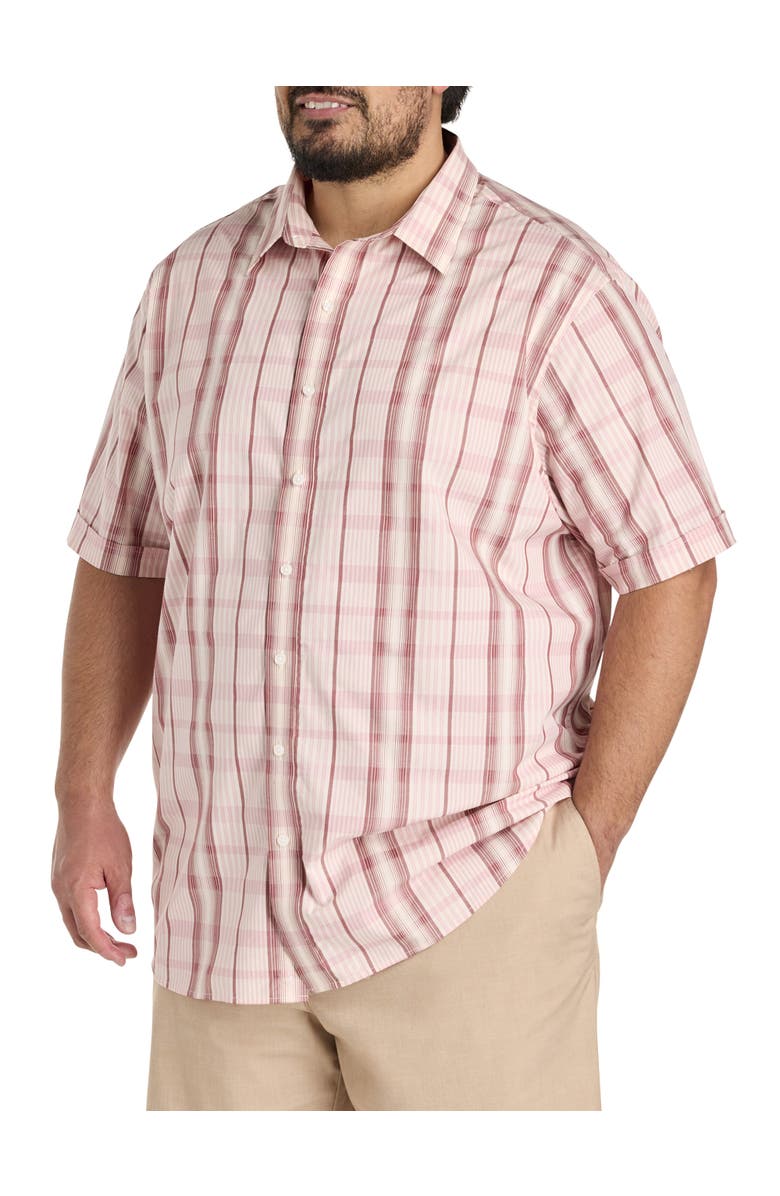 Synrgy by DXL Big & Tall Plaid Sport Shirt, Main, color, Pink Multi