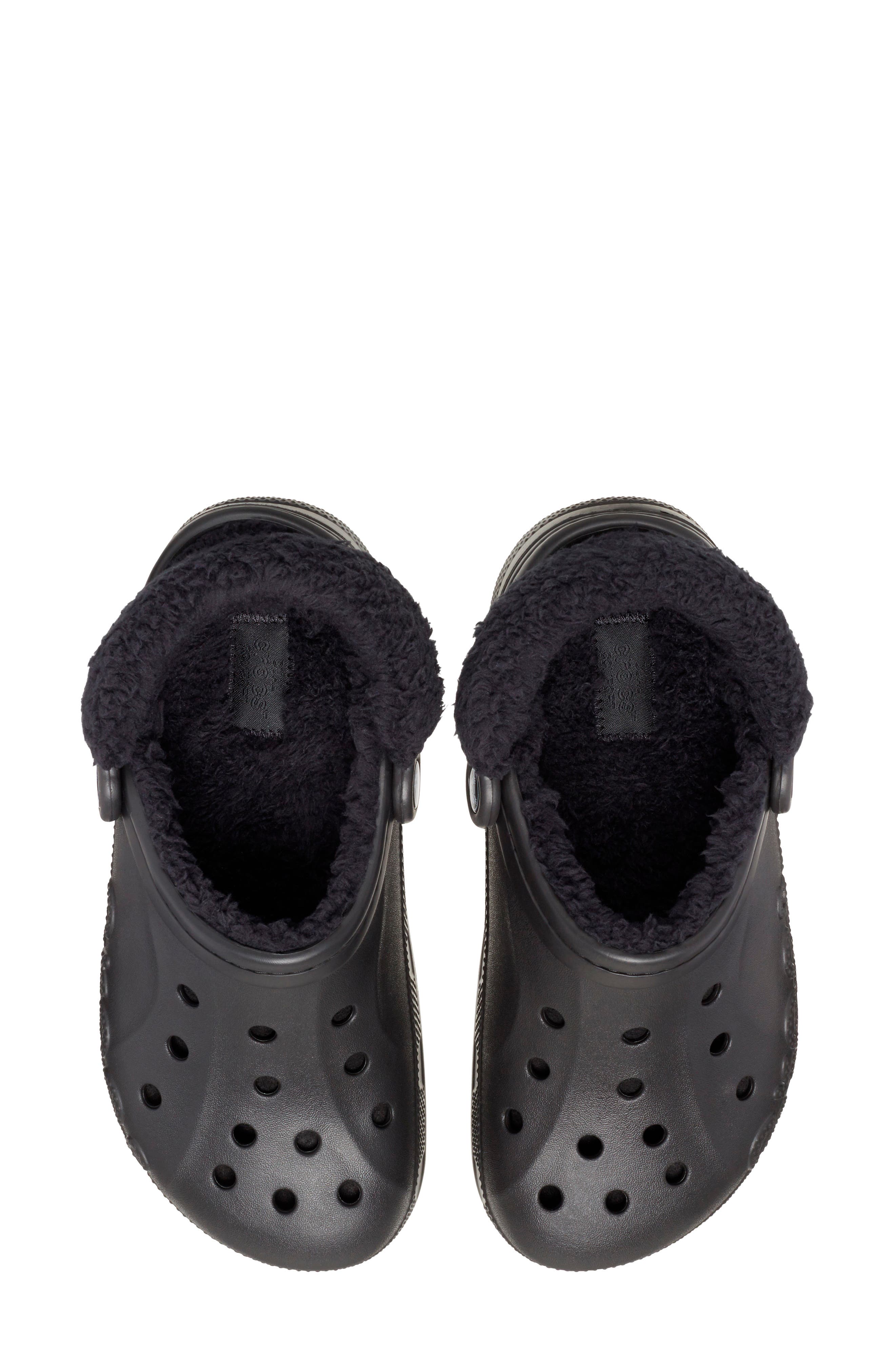 CROCS Baya Faux Fur Lined Clog, Alternate, color, Black