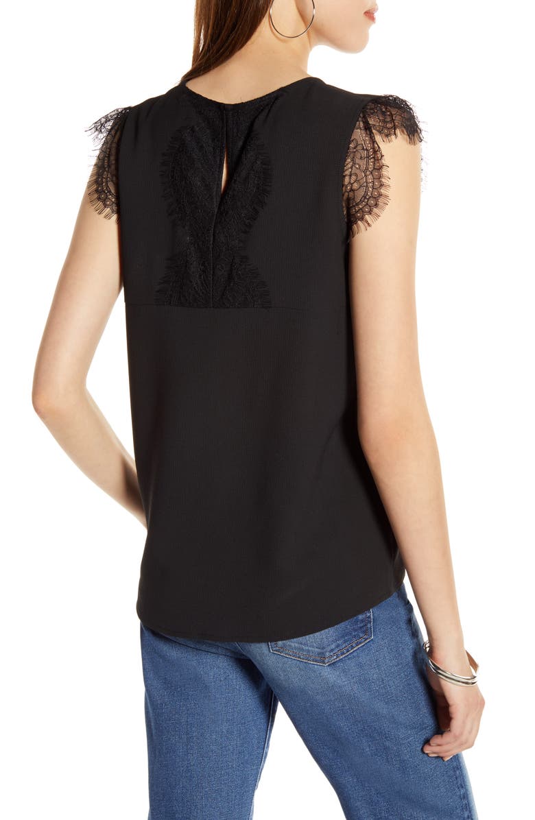 Halogen<sup>®</sup> Lace Trim Top, Alternate, color, 