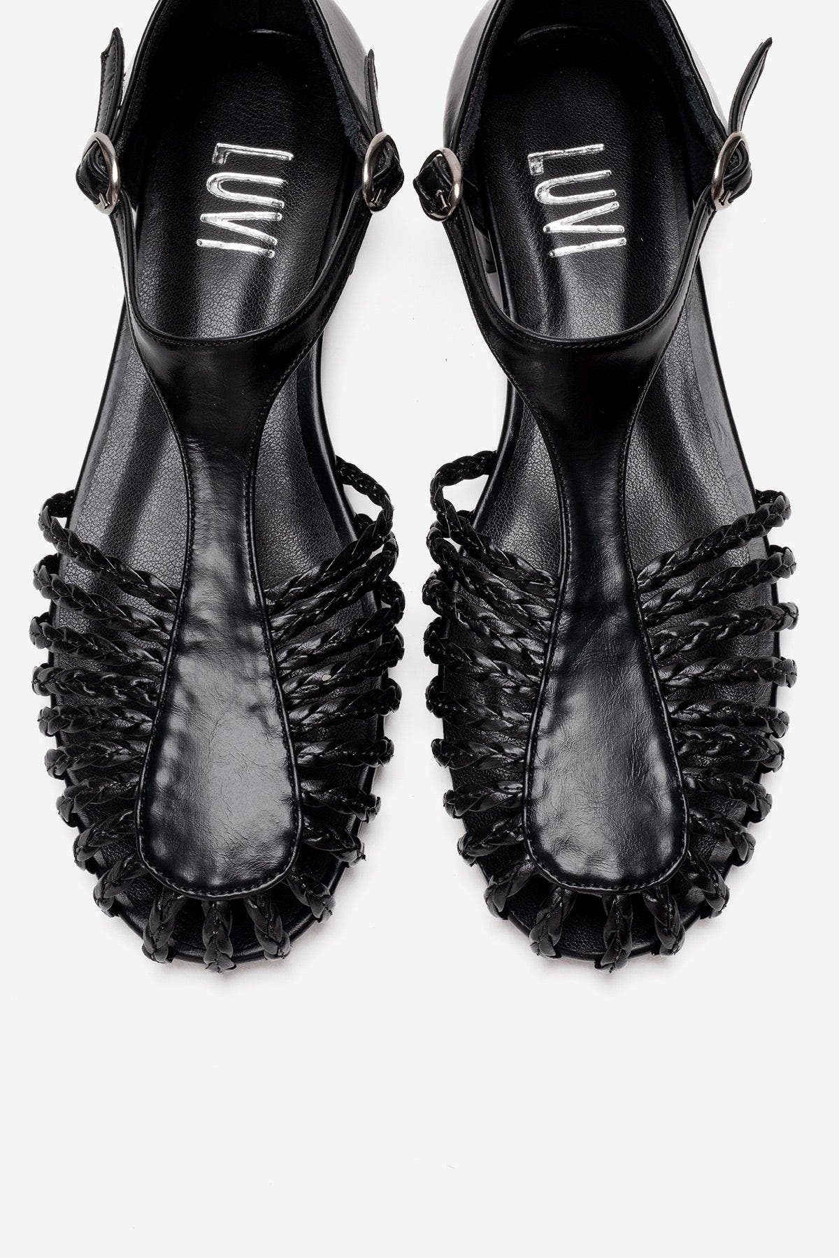 Prologue Shoes Onos Woven T Strap Sandal, Alternate, color, Black