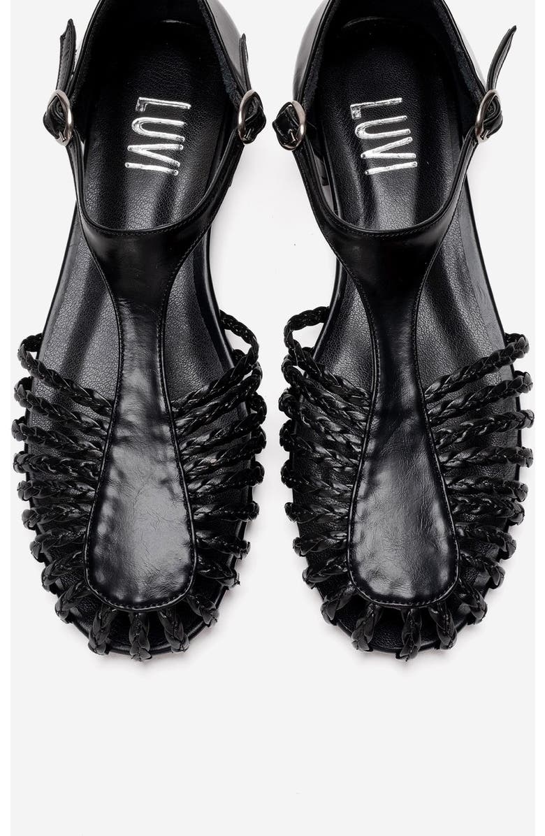 Prologue Shoes Onos Woven T Strap Sandal, Alternate, color, Black