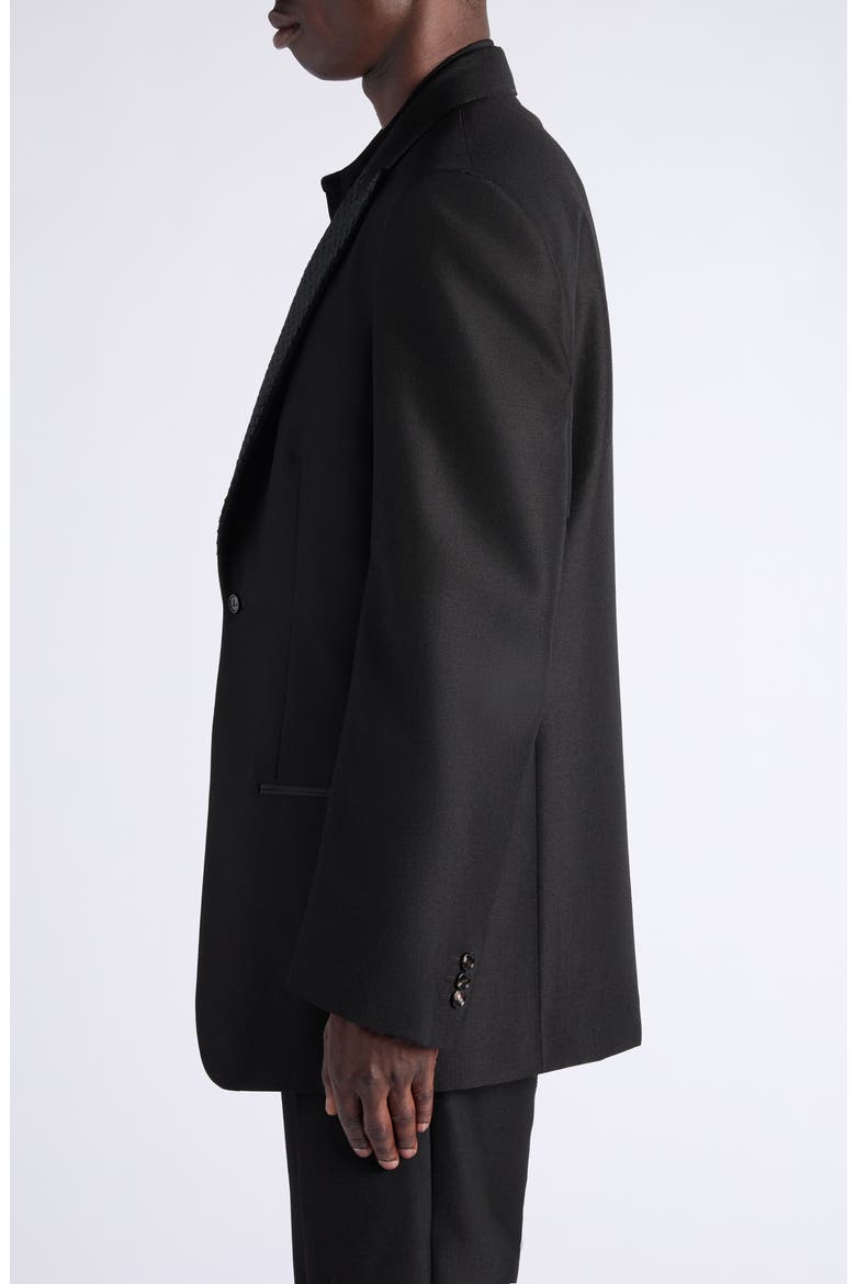Black Mohair & Wool Intrecciato Peak Lapel Suit Jacket, Alternate, color, 1010 DOUBLE BLACK