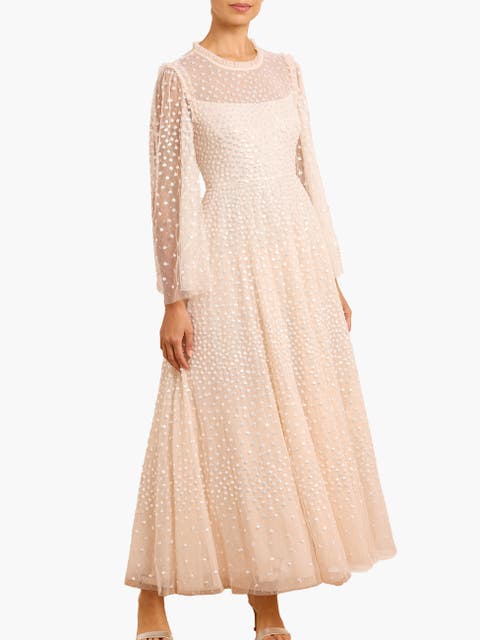 Scatter Dot Round Neck Ankle Gown