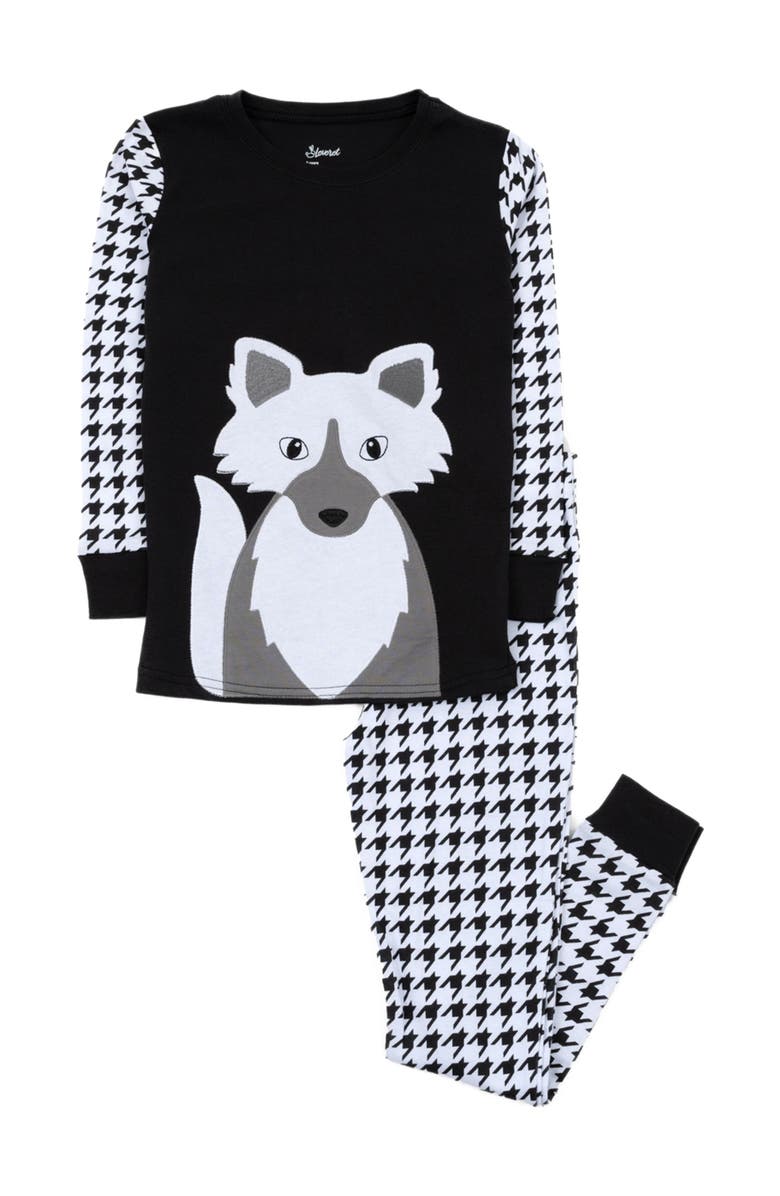 Leveret Kids Cotton Two-Piece Printed Holiday Pajamas, Alternate, color, Full Fox