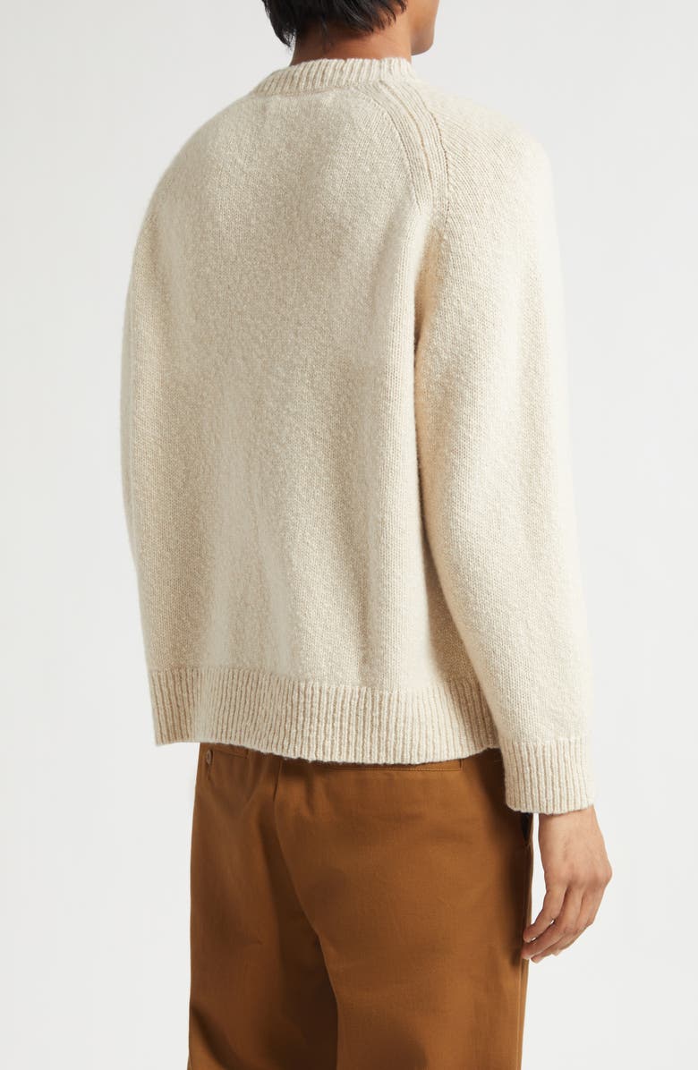 The Elder Statesman Glacier Horse Intarsia Slub Cashmere Crewneck Sweater, Alternate, color, Ecru