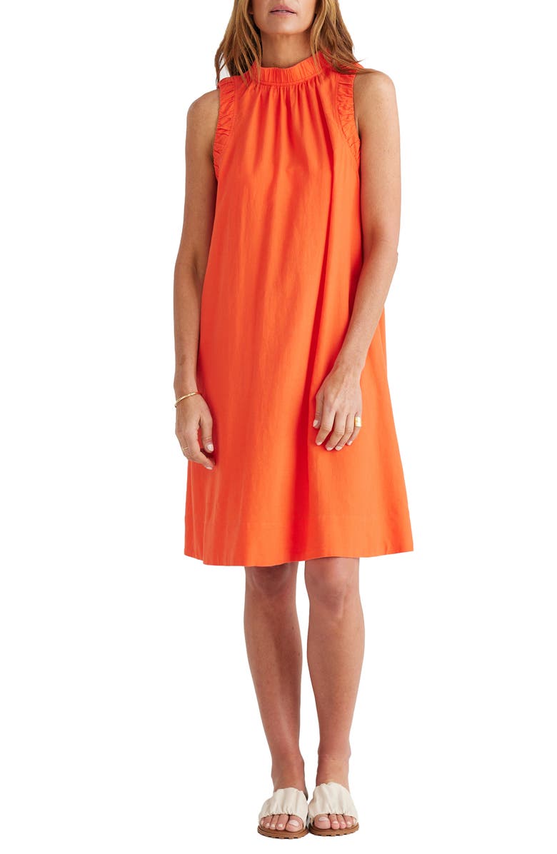 Brave+True Kelley Linen Blend Sleeveless Dress, Main, color, Mandarin